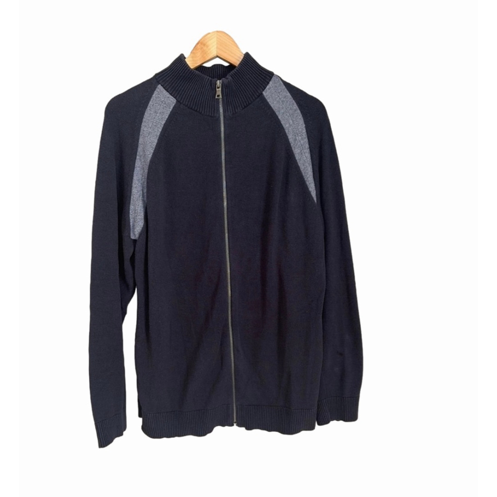 Banana Republic Men's Full Zip Cotton Navy Gray XL